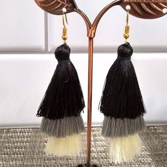 Three Tiered Tassel Earrings - Picture 1 of 2